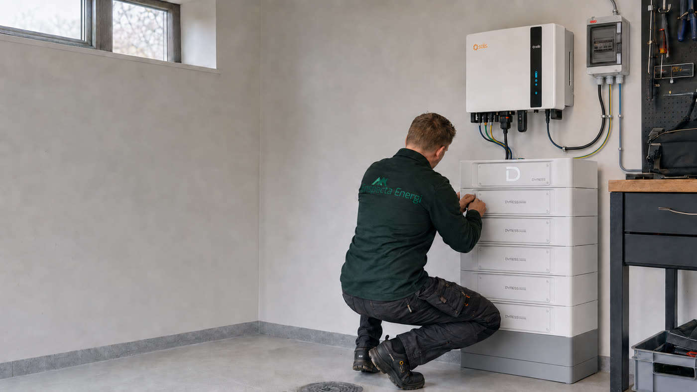 Tekniker installerar batterilager